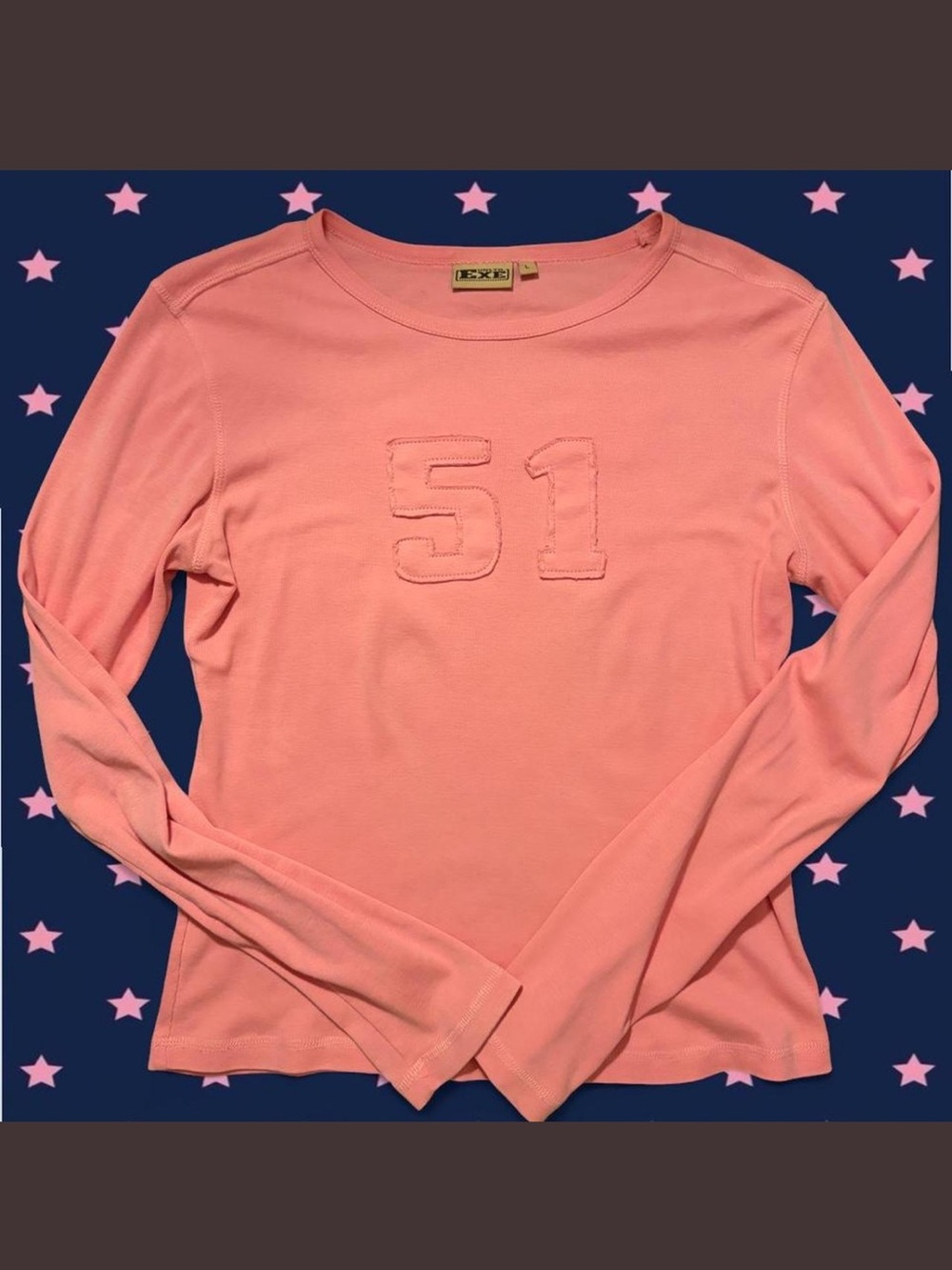 Vintage Coral Pink Long-Sleeve Top